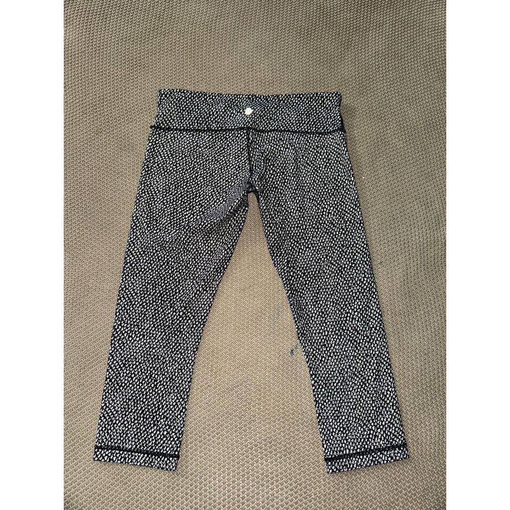 Lululemon Women's Wunder Under Crop III Scatter Star Arctic Grey Black Sz 10